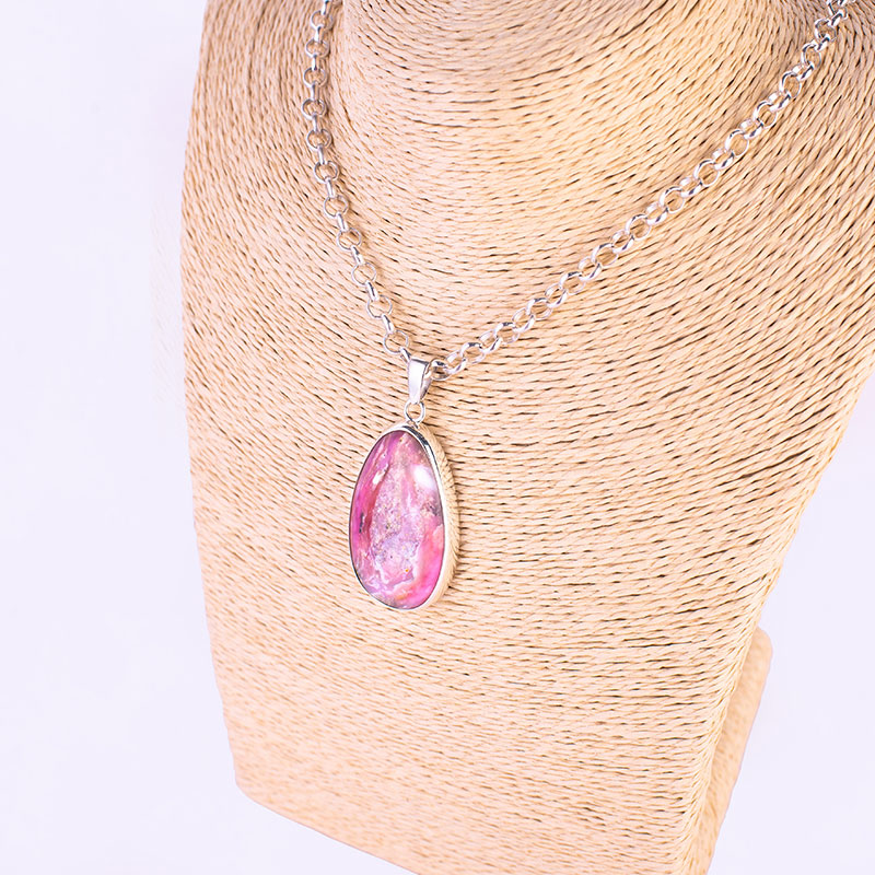 Dije con Engaste en Plata Opalo Rosado - Imagen 2